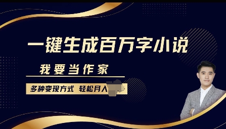 一键生成百万字小说教程：AI 写作轻松月入过 W+，多种变现方式