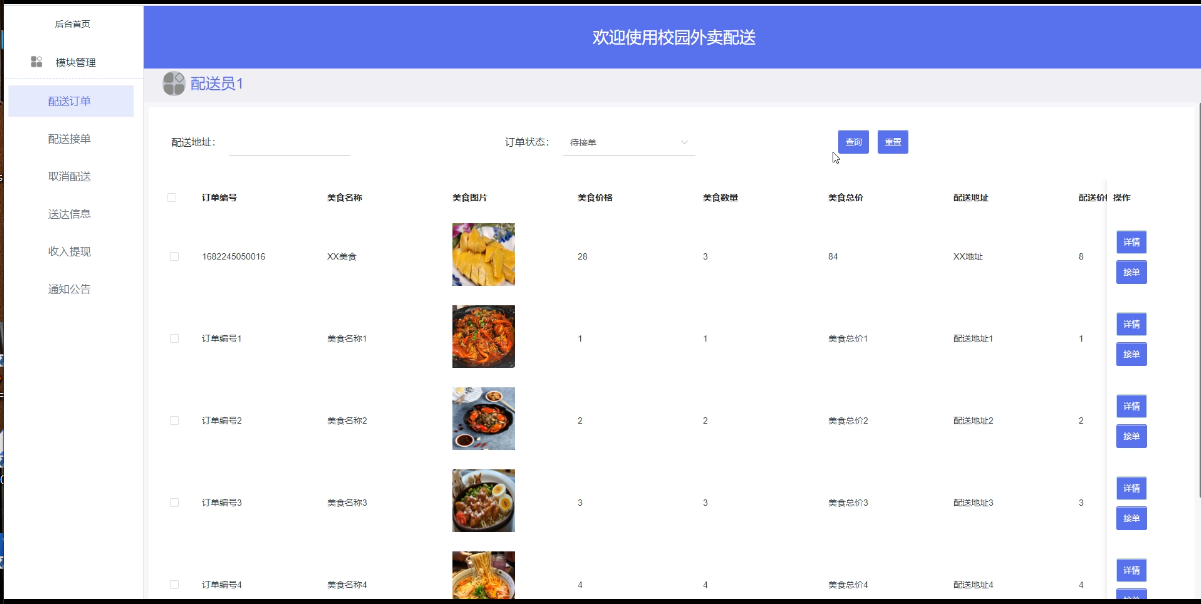 SpringBoot校园外卖配送系统源码 - 免费源码网分享